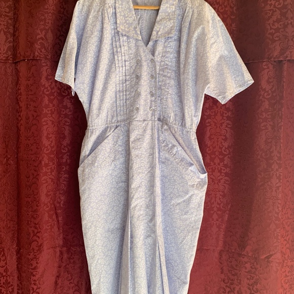 Laura Ashley Style 80’s Vintage Blue Floral Dress Women’s size 11/12 - Picture 10 of 10